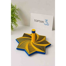 Toptan3D 8 Kenarlı, Yıldız Illüzyonlu Stres Oyuncağı - Overthink Için Rahatlatıcı, Sarı Lacivert Fidget (Çap: 15CM)