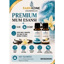 Fabrikone Premium Mum Esansı 5 cc 2'li Set - Okyanus, Vanilya - Soya Wax, Parafin, Jel Wax ve Bal Mumu Uyumlu BKFAB2OKVN5