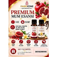 Fabrikone Premium Mum Esansı 5 cc 2'li Set - Nar, Vanilya - Soya Wax, Parafin, Jel Wax ve Bal Mumu Uyumlu BKFAB2NRVN5