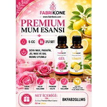 Fabrikone Premium Mum Esansı 5 cc 2'li Set - Gül, Limon - Soya Wax, Parafin, Jel Wax ve Bal Mumu Uyumlu BKFAB2GLLM5