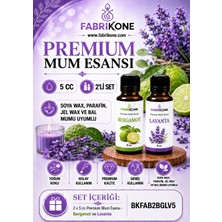 Fabrikone Premium Mum Esansı 5 cc 2'li Set - Bergamot, Lavanta - Soya Wax, Parafin, Jel Wax ve Bal Mumu Uyumlu BKFAB2BGLV5