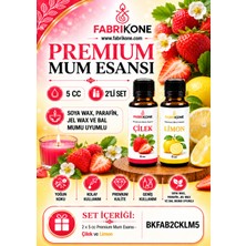 Fabrikone Premium Mum Esansı 5 cc 2'li Set - Çilek, Limon - Soya Wax, Parafin, Jel Wax ve Bal Mumu Uyumlu BKFAB2CKLM5