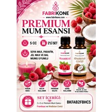 Fabrikone Premium Mum Esansı 5 cc 2'li Set - Frambuaz, Hindistan Cevizi - Soya Wax, Parafin, Jel Wax ve Bal Mumu Uyumlu BKFAB2FBHC5