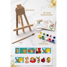 Hobbyrons 5'li Çocuk Boyama Seti - Boyama Kartları, Mini Şövale, Fırça ve Boyalar