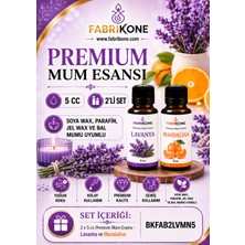 Fabrikone Premium Mum Esansı 5 cc 2'li Set - Lavanta, Mandalina - Soya Wax, Parafin, Jel Wax ve Bal Mumu Uyumlu BKFAB2LVMN5