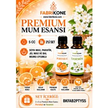 Fabrikone Premium Mum Esansı 5 cc 2'li Set - Portakal, Yasemin - Soya Wax, Parafin, Jel Wax ve Bal Mumu Uyumlu BKFAB2PTYS5