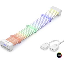 sbodurhome 2x8 Pin Argb Pcie Gpu Güç Uzatma Kablosu Bükülebilir 3 mm 44 LED Beyaz ND2802A