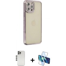 Pileli Store Pilelistore™ iPhone 12 Pro Kılıf Yörünge Koleksiyonu - Siyah 3D Antistatik Cam Ekran Koruyucu + Shine Kamera Lens - Gs