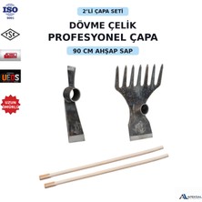 Apeksal Dövme Çelik 2’li Çapa Seti – 90 cm Ahşap Saplı Baltalı Kök ve Tırmıklı Ormancı Bahçe & Tarım Çapası
