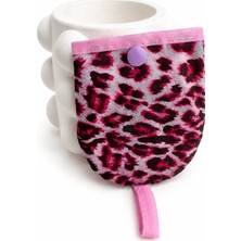 Modex Pembe Leopar Desen Katlanabilir Çantalı Yuvarlak Yelpaze (21*21)
