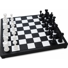 21X21 cm Satranç Takımı | Taşınabilir Satranç Seti | Siyah Beyaz Strateji ve Zeka Oyunu