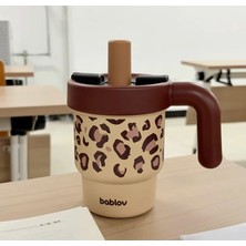 Bablov Fresh Fruit Collection Pipetli Termos Bardak Kulplu, Çelik Gövdeli, Sıcak & Soğuk Içecek Uyumlu Şık Tasarım Mug