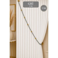 Emtory Home Gri Kruvaze Perde Tavan Korniş Bağlama Halatı - Gold Detaylı - Perde Süsü - 3 Metre - 1 Adet