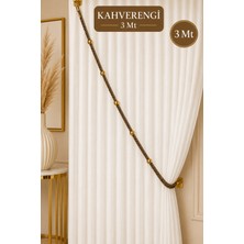 Emtory Home Kahverengi Kruvaze Perde Tavan Korniş Bağlama Halatı - Gold Detaylı - Perde Süsü - 3 Metre - 1 Adet