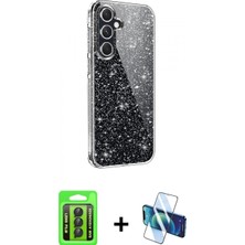 Pileli Store Pilelistore™ Galaxy A15 4g Kılıf Yankı Doku Prime - Siyah 3D Antistatik Seramik Nano Ekran Koruyucu + Raze Metal Kamera Lens - Sh