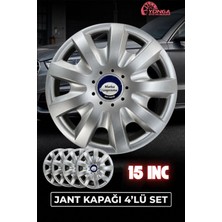 YONGA OTO AKSESUAR Ford Courier 15 Inç Jant Kapağı 4'lü Set Gümüş + 4 Amblem + 8 Cırt Kelepçe