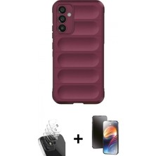 Pileli Store Pilelistore™ Galaxy A15 4g Kılıf Atlas Koleksiyonu - Siyah 3D Antistatik Mat Seramik Nano Ekran Koruyucu + Kamera Lens Koruma Cam - Sf