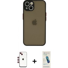 Pileli Store Pilelistore™ iPhone 14 Kılıf Ahenk Çizgi Serisi - Şeffaf Pasifik Cam Ekran Koruyucu + Shine Kamera Lens - Kı