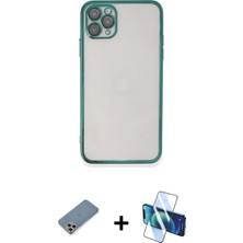 Pileli Store Pilelistore™ iPhone 11 Pro Max Kılıf Vadi Minimal - Siyah 3D Antistatik Seramik Nano Ekran Koruyucu + Metal Kamera Lens Koruma Cam - Gs