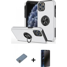 Pileli Store Pilelistore™ iPhone 11 Pro Max Kılıf Odak Form Prime - Siyah 3D Antistatik Hayalet Cam Ekran Koruyucu + Shine Kamera Lens Koruma Cam - Gs