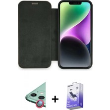 Pileli Store Pilelistore™ iPhone 12 Kılıf Siluet Minimal Serisi - Siyah Bilvis 5in1 5d Magic Hayalet Cam Ekran Koruyucu + Raze Metal Kamera Lens - Kı