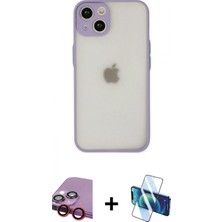 Pileli Store Pilelistore™ iPhone 14 Kılıf Ahenk Çizgi Serisi - Siyah 3D Antistatik Cam Ekran Koruyucu + Raze Metal Kamera Lens - Kı
