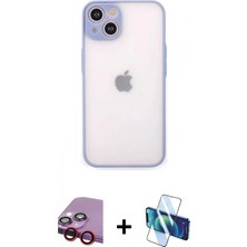 Pileli Store Pilelistore™ iPhone 14 Kılıf Ahenk Çizgi Serisi - Siyah 3D Antistatik Cam Ekran Koruyucu + Raze Metal Kamera Lens - Kı