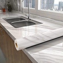 Colezium Açık Mermer Desenli Yapışkanlı Kaplama Kağıdı  Büyük Boy 5 Metre