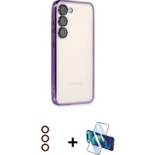 Pileli Store Pilelistore™ Galaxy S23 Kılıf Vadi Minimal - Siyah 3D Antistatik Seramik Nano Ekran Koruyucu + Metal Kamera Lens - Kı