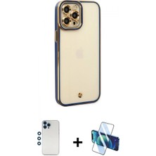 Pileli Store Pilelistore™ iPhone 12 Pro Kılıf Çekirdek Klasik Serisi - Siyah 3D Antistatik Cam Ekran Koruyucu + Shine Kamera Lens - Mı