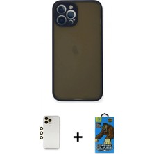 Pileli Store Pilelistore™ iPhone 12 Pro Max Kılıf Ahenk Çizgi Serisi - Siyah 18D Cam Ekran Koruyucu + Shine Kamera Lens - Gd