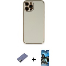 Pileli Store Pilelistore™ iPhone 12 Pro Max Kılıf Yadigar Klasik - Siyah 34D Izgaralı Cam + Metal Kamera Lens Koruma Cam - Gd