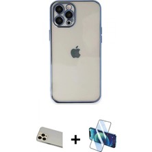 Pileli Store Pilelistore™ iPhone 12 Pro Kılıf Vadi Minimal - Siyah 3D Antistatik Seramik Nano Ekran Koruyucu + Rainbow Kamera Lens Koruma Cam - Gd