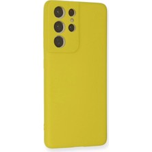 Colezium Galaxy S21 Ultra Kılıf Nano Içi Kadife  - Sarı