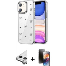 Pileli Store Pilelistore™ iPhone 11 Kılıf Yörünge Form - Siyah 3D Antistatik Mat Seramik Nano Ekran Koruyucu + Raze Metal Kamera Lens - Gs