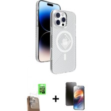 Marsilyan™- iPhone 16 Pro Kılıf Nova Modern Prime - Siyah 3D Antistatik Mat Seramik Nano Ekran Koruyucu + Raze Metal Kamera Lens - Cltm