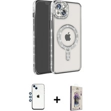Marsilyan™- iPhone 14 Kılıf Zirve Doku Prime - Siyah Bilvis 3D Cam Ekran Koruyucu + Mavi Shine Kamera Lens