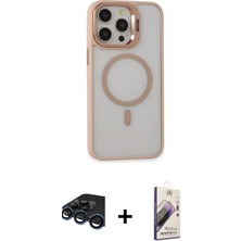 Marsilyan™- iPhone 15 Pro Max Kılıf Ahenk Klasik Özel Seri - Siyah Bilvis 3D Mat Cam Ekran Koruyucu + Lacivert Raze Metal Kamera Lens
