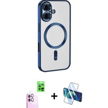 Marsilyan™- iPhone 16 Kılıf Nova Işık Özel Seri - Siyah 3D Antistatik Seramik Nano Ekran Koruyucu + Raze Metal Kamera Lens - Pe