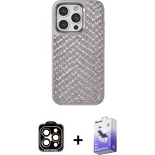 Pileli Store Pilelistore™ iPhone 15 Pro Max Kılıf Vadi Özel Seri - Siyah Bilvis 5in1 5d Magic Hayalet Cam Ekran Koruyucu + Pvd Metal Kamera Lens - Tu