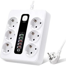 Colezium HP-H04 3000W 10AMPER 6’lı 2metre Uzatma Kablolu Çoklu Termal Akım Priz