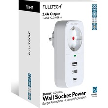 Colezium 2.4A Çıkışlı 2xusb 1xtype-C Tekli Priz Ftr-17