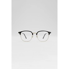 Abluka Online Unisex Yarım Çerçeve Metal Çerçeve Gözlük Siyah