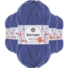Ata Store 5 Adet Baby One Tüylenmeyen El Örgü Ipi Yünü Açık Lacivert K604 - Kartopu Mudanis
