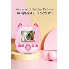 Colezium Dijital Video Fotoğraf App Destekli Çuk Kamerası Termal  Kağıt Baskılı Yazıcı Pembe