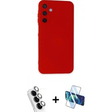 Marsilyan™- Galaxy A25 5g Kılıf Ahenk Serisi - Siyah 3D Antistatik Seramik Nano Ekran Koruyucu + Gümüş Valdez Metal Kamera Lens