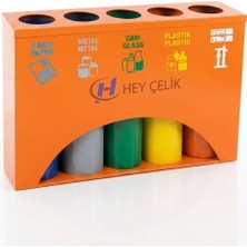 5’li Sıfır Atık Kutusu Geri Dönüşüm Ünitesi (GD-503) – Metal Atık Ayrıştırma Sistemi | Hey Çelik
