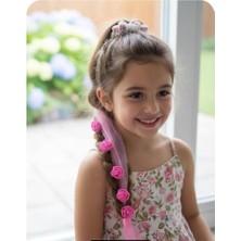 Bodrum Asel Kız Çocuk Pembe Güllü Tül Saç Aksesuarı - El Yapımı