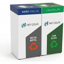 2’li Sıfır Atık Kutusu Geri Dönüşüm Ünitesi (SAK-612) – Metal Atık Ayrıştırma Sistemi | Hey Çelik