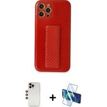Pileli Store Pilelistore™ iPhone 12 Pro Kılıf Yörünge Yansıma - Siyah 3D Antistatik Cam Ekran Koruyucu + Shine Kamera Lens - Gd